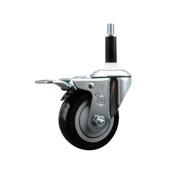 3.5'' Black Poly Swivel 7/8'' Expanding Stem Caster Total Lock Brake